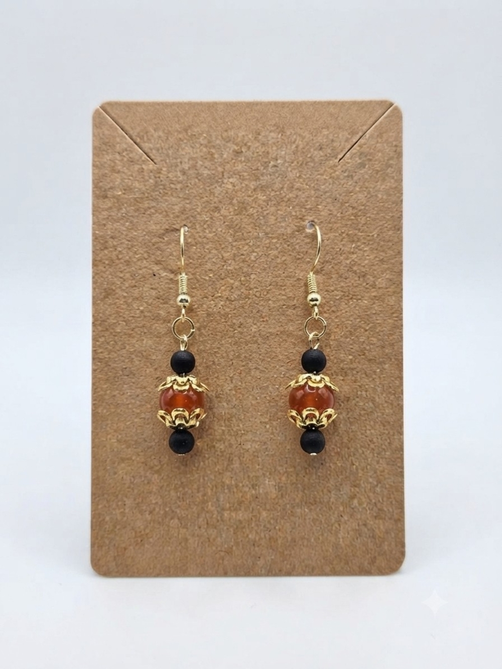 Vintage Style Autumn Orange Beaded Earrings Handmade